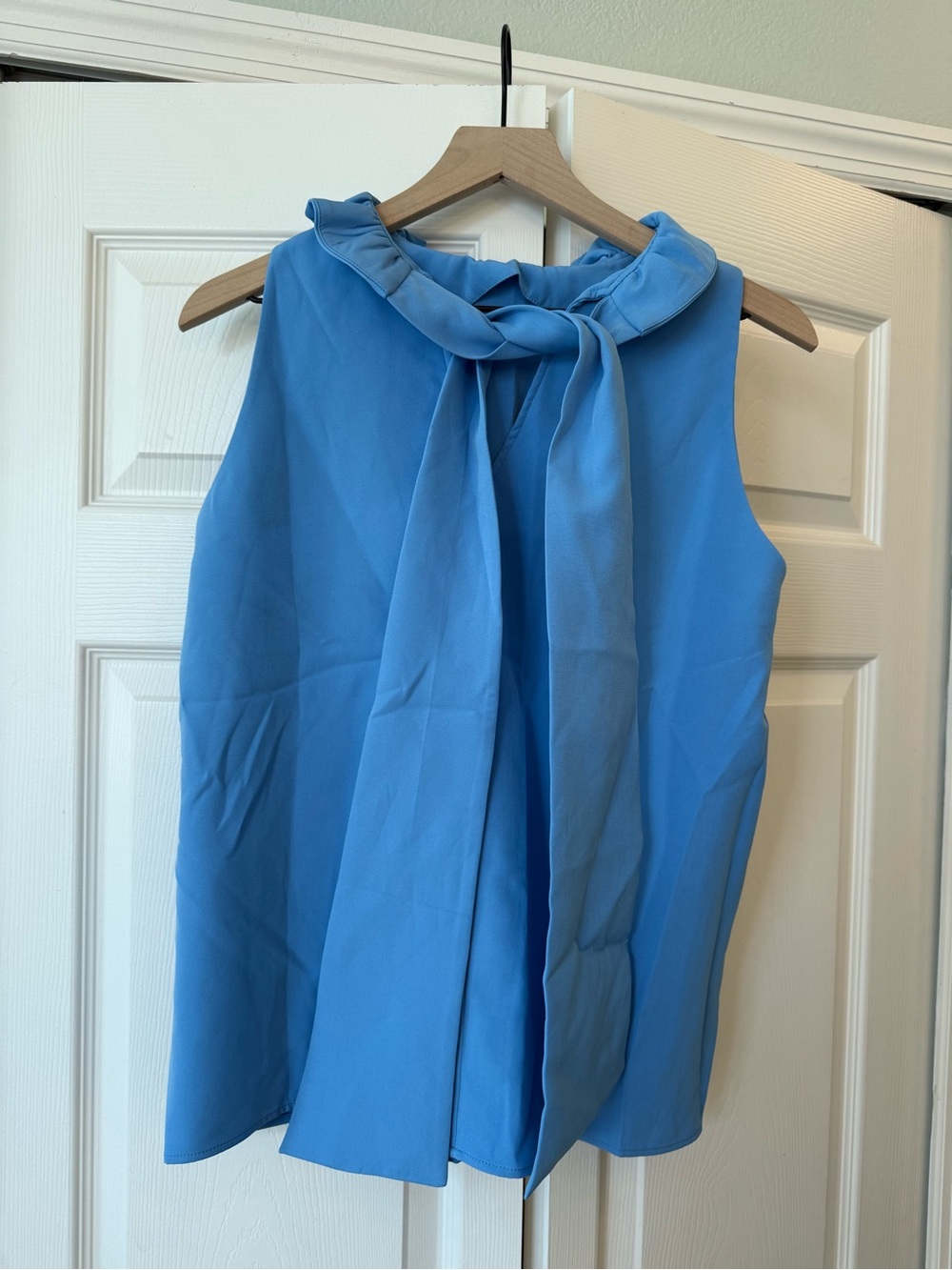 Tuckernuck Mason top light blue sleeveless blouse ruffled collar size m nwot - Picture 4 of 9